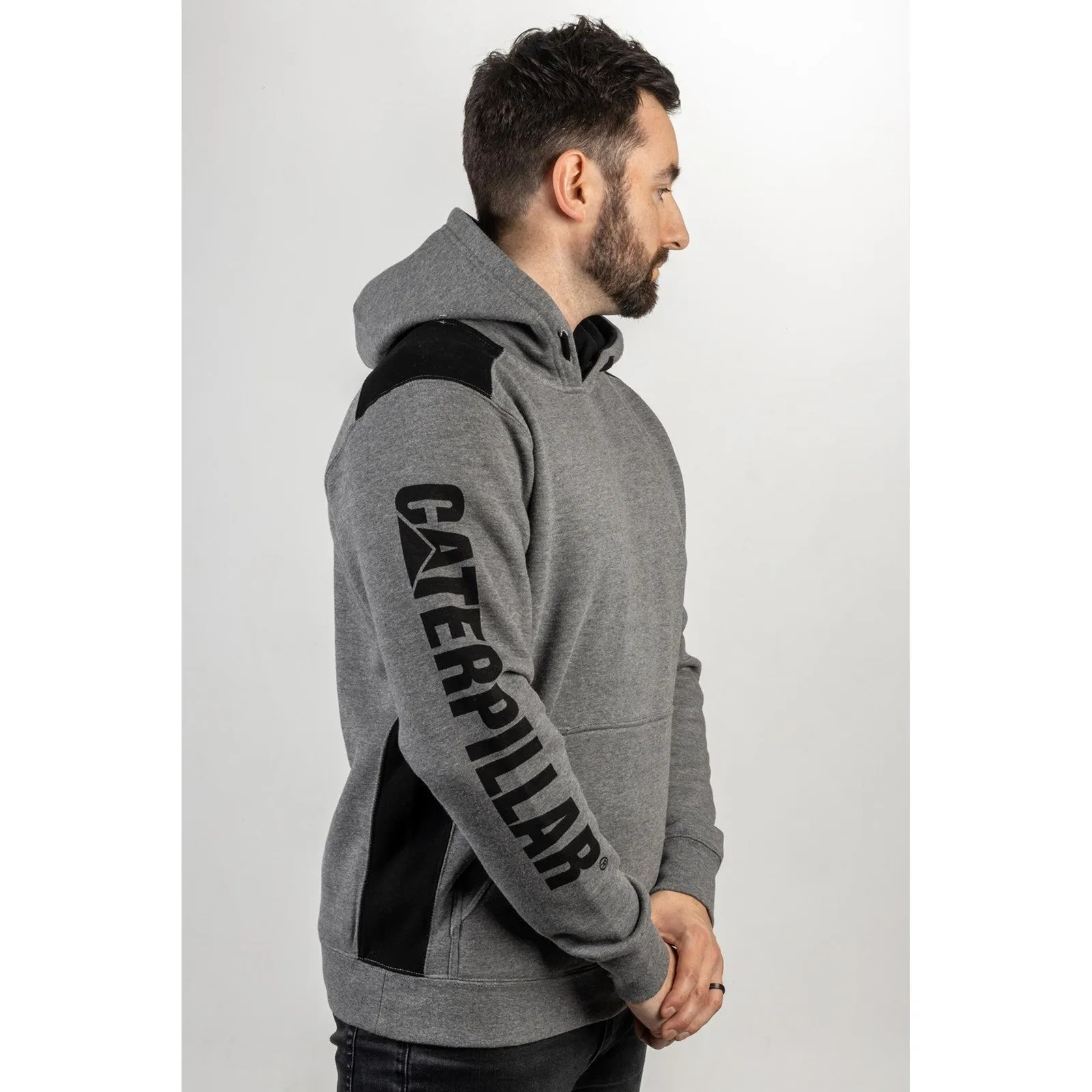 Logo Panel Hooded Sweatshirt  Dark Heather Grey