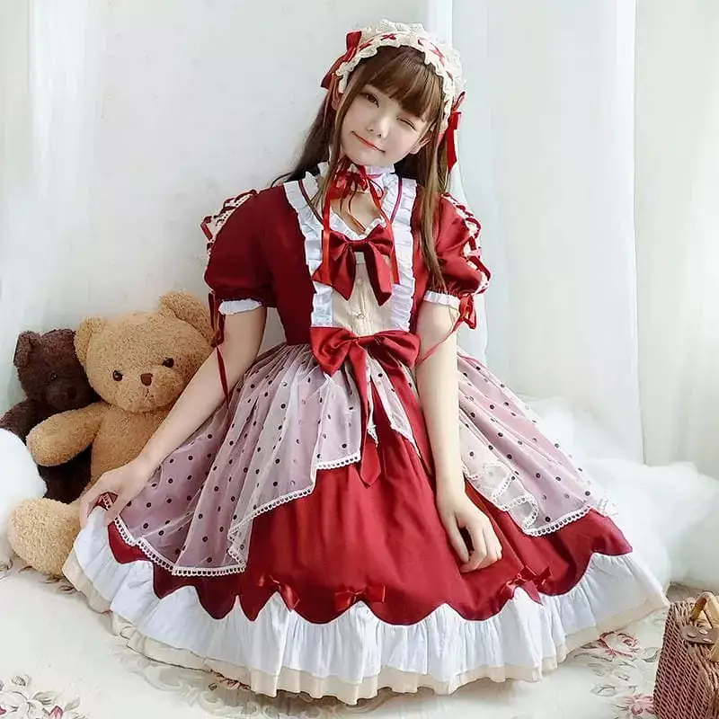 Lolita Cute Red Bow Princess Dress MM0885