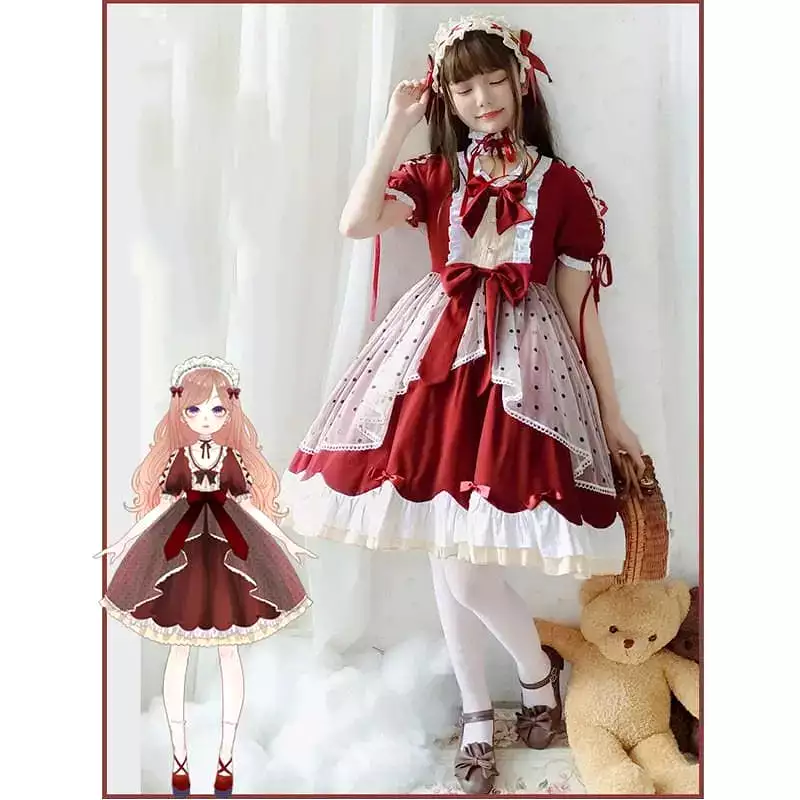 Lolita Cute Red Bow Princess Dress MM0885