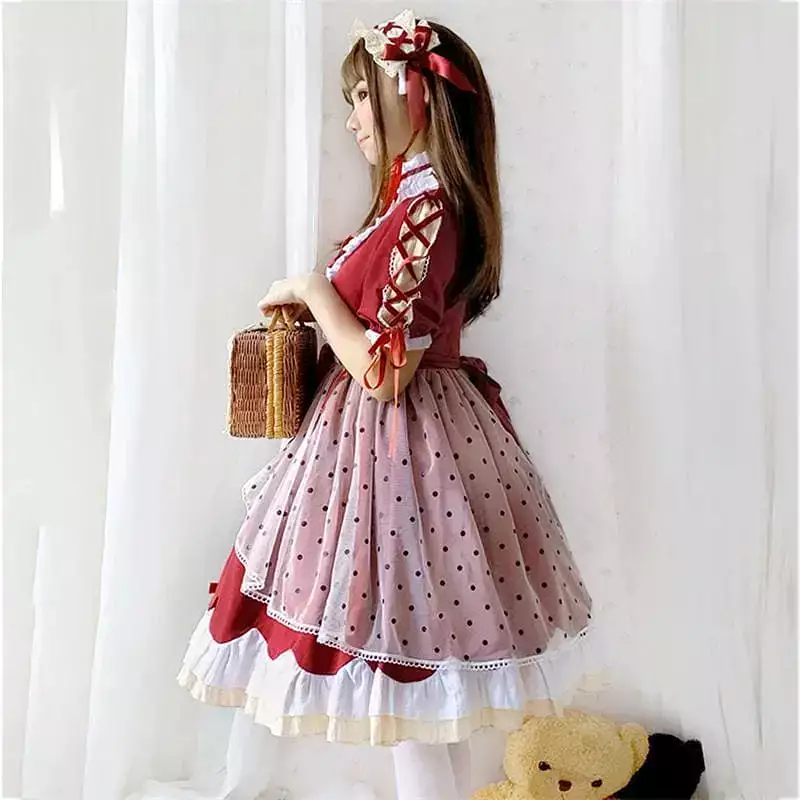 Lolita Cute Red Bow Princess Dress MM0885