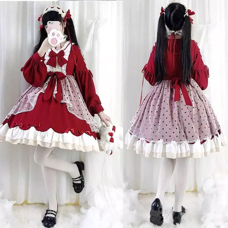 Lolita Cute Red Bow Princess Dress MM0885