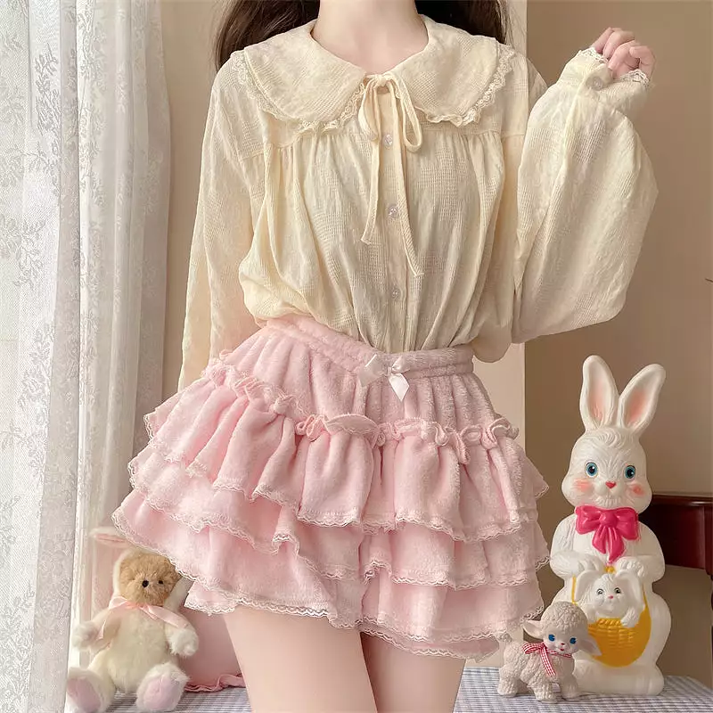 Lolita fluffy cake skirt support plush safety pants BY11171