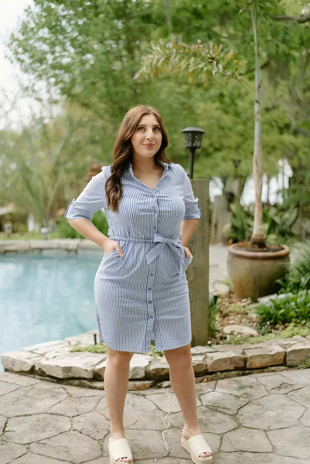 Lulu B Blue Striped Shirt Dress