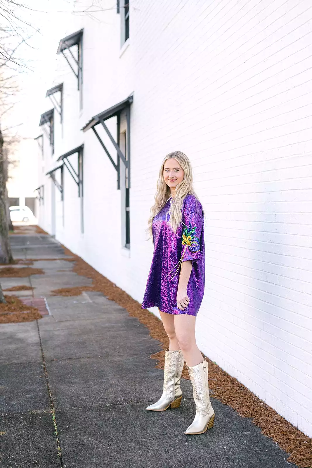 Mardi Gras Mask Purple Sequin Dress