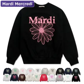 Mardi Mercredi  |Flower Patterns Rib Street Style U-Neck Long Sleeves Plain