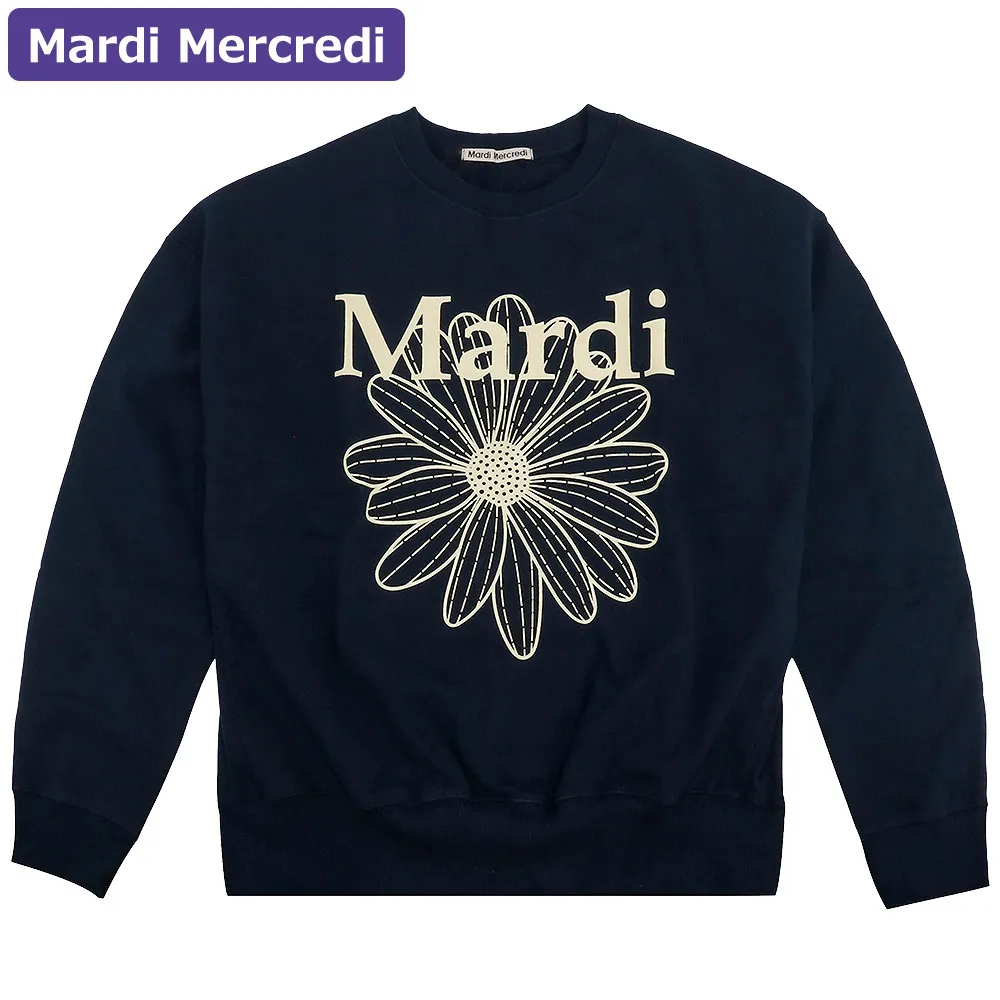 Mardi Mercredi  |Flower Patterns Rib Street Style U-Neck Long Sleeves Plain