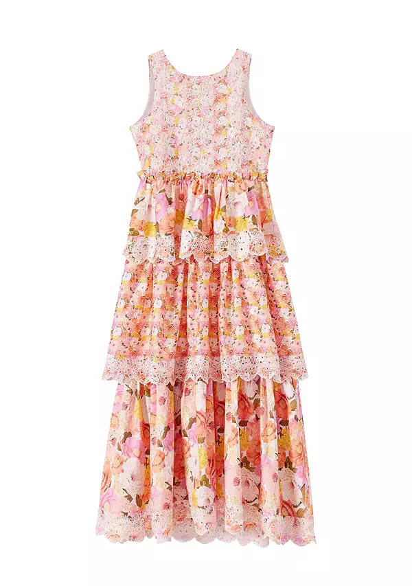 Marlo Kids Blossom Embroidered Maxi Dress