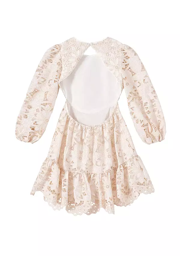 Marlo Kids Kiera Embroidered Dress - Ivory/Beige