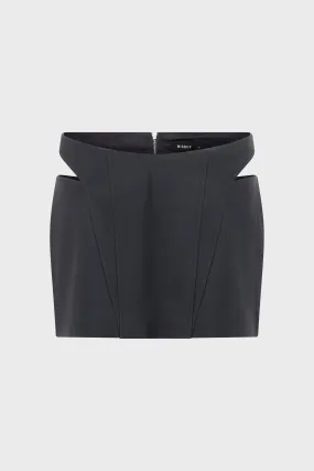 MATTE FAUX LEATHER CUT OUT MINI SKIRT