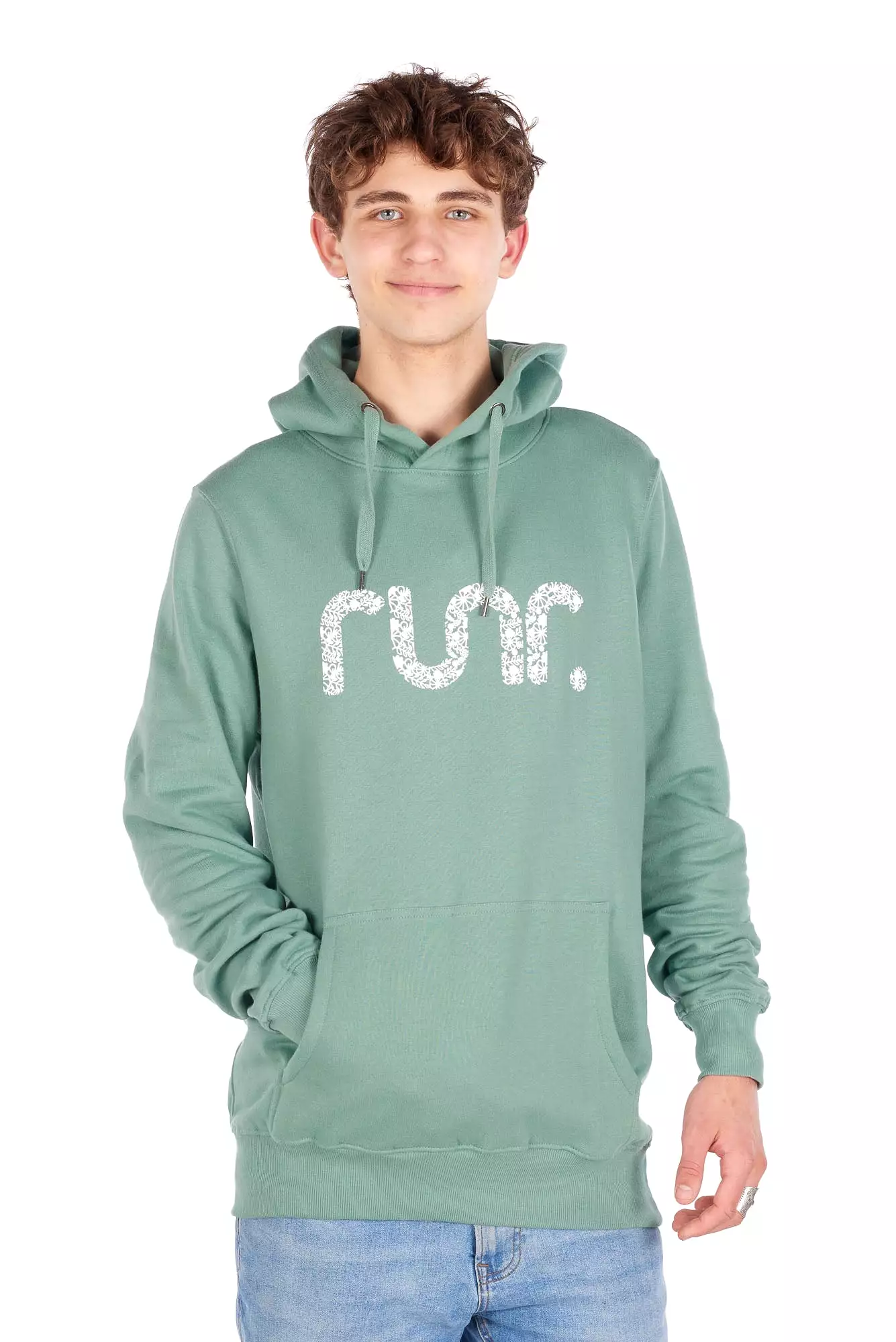 Men's Floral Sage Organic Runr Hoodie