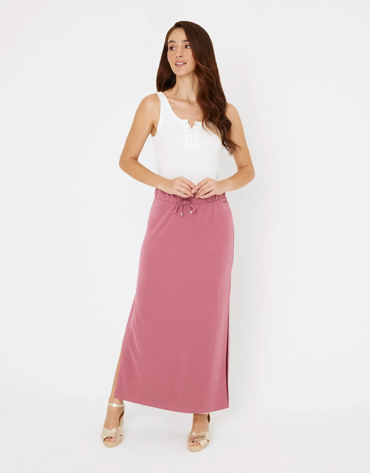 Midi Skirt Navy Blue Cotton - Claudina