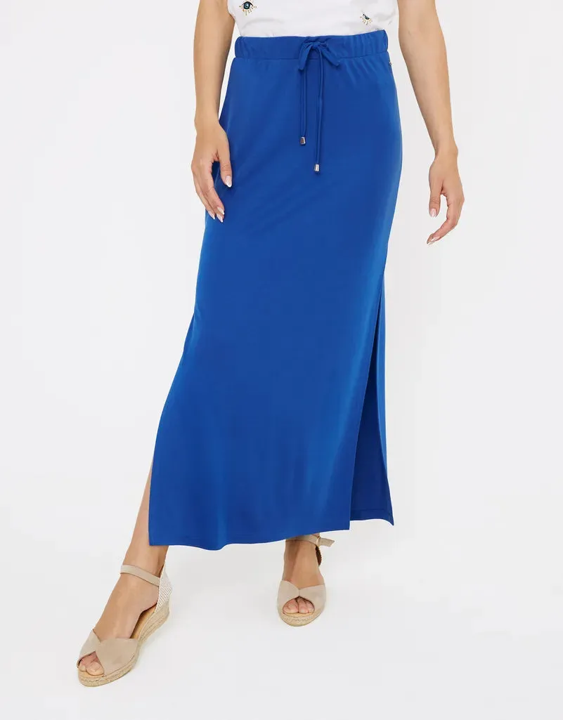 Midi Skirt Navy Blue Cotton - Claudina