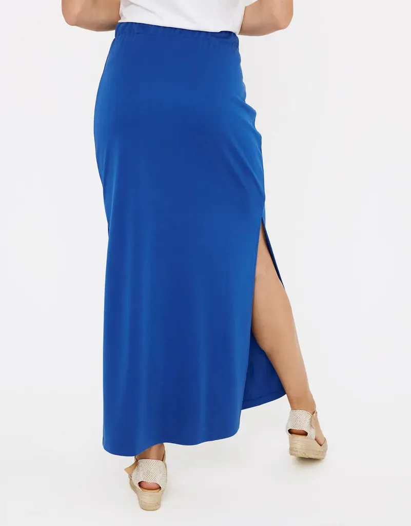 Midi Skirt Navy Blue Cotton - Claudina