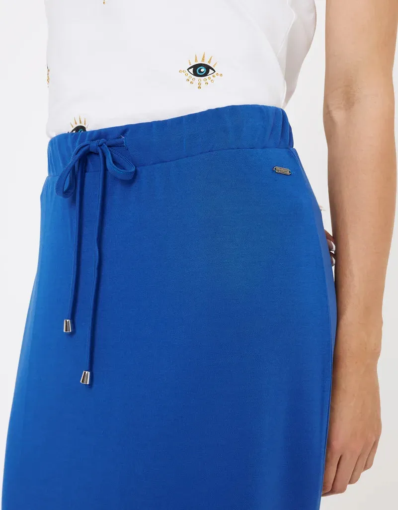 Midi Skirt Navy Blue Cotton - Claudina