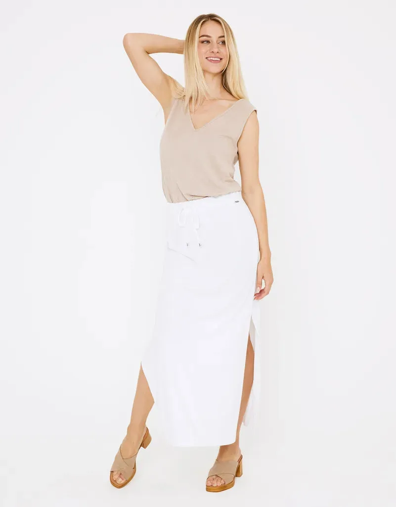 Midi Skirt Navy Blue Cotton - Claudina