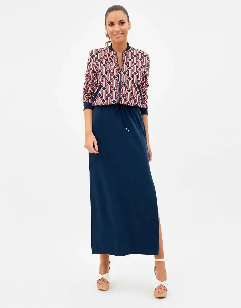 Midi Skirt Navy Blue Cotton - Claudina