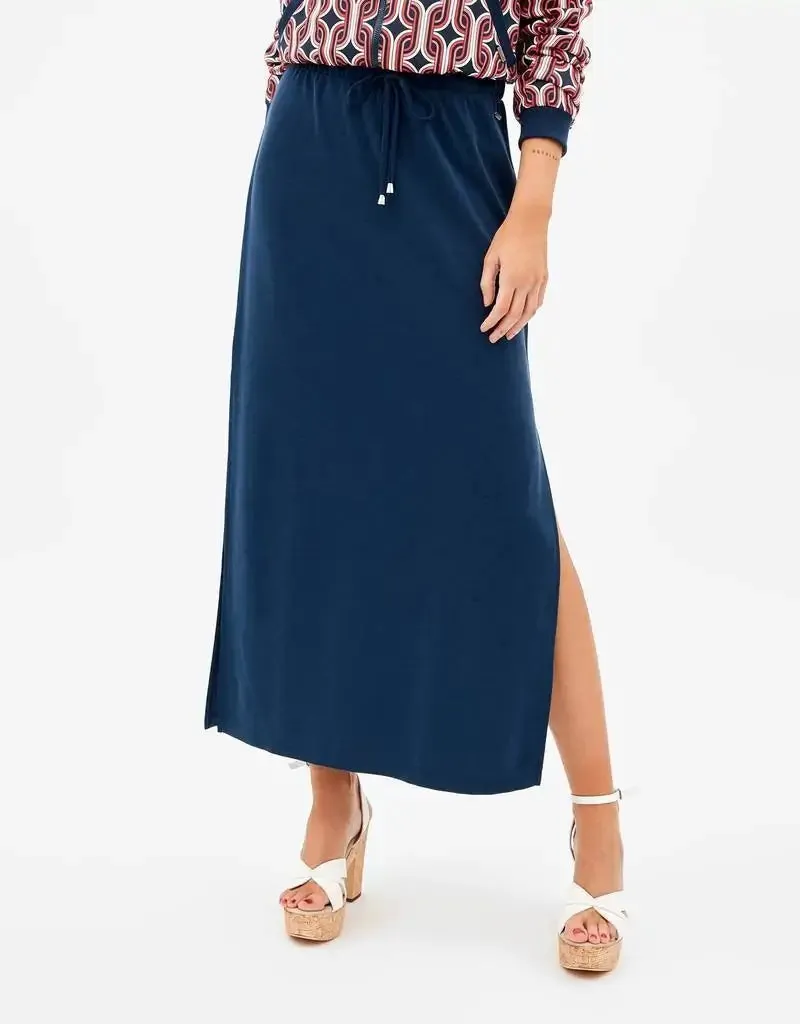 Midi Skirt Navy Blue Cotton - Claudina