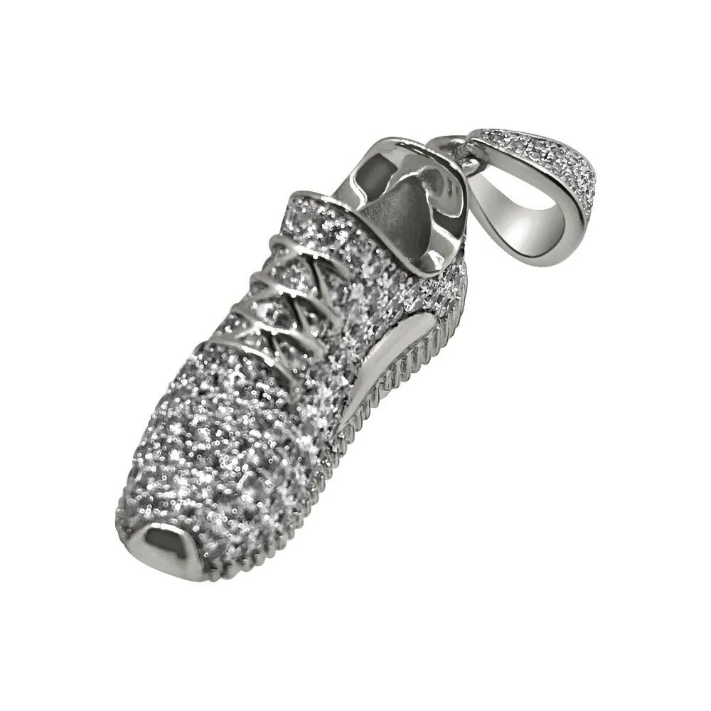 Mini 3D Shoe CZ Rhodium Bling Bling Pendant