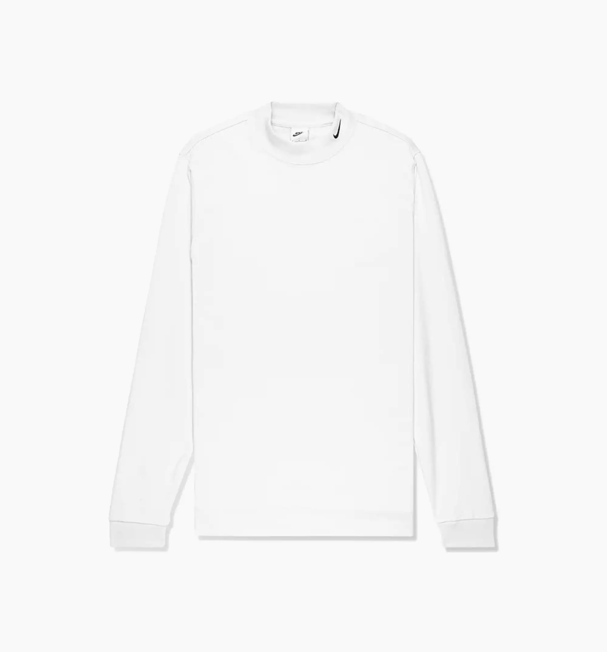 Mock Neck Mens Long Sleeve Shirt - White