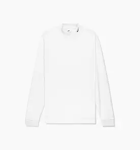 Mock Neck Mens Long Sleeve Shirt - White