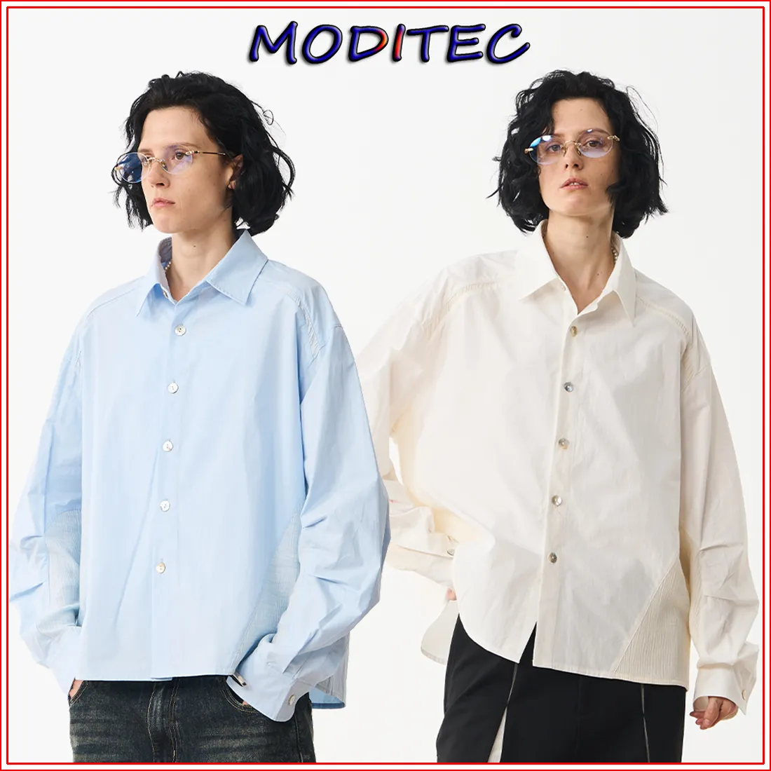 MODITEC  |Unisex Street Style Long Sleeves Plain Cotton Oversized