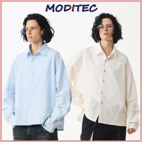 MODITEC  |Unisex Street Style Long Sleeves Plain Cotton Oversized