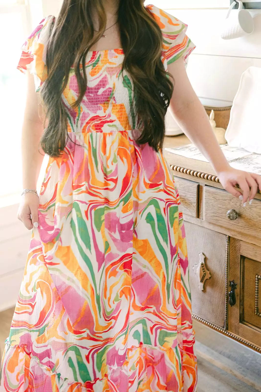 Multicolored Marble Maxi Dress