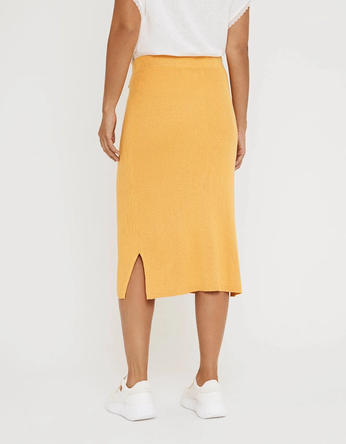 Mustard Button Midi Skirt - Erepit