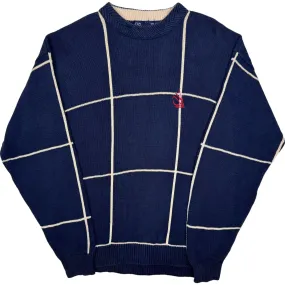 Nautica Checkered Heavyweight Knit Sweater Navy Blue