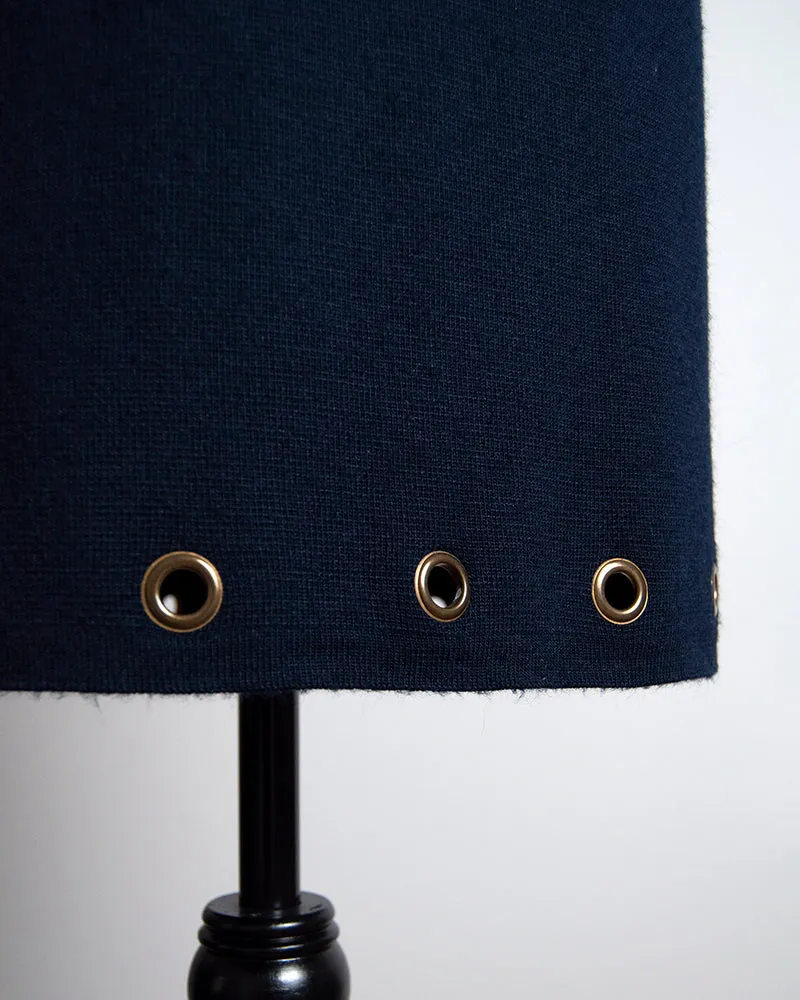 Navy knitted metallic eyelets skirt