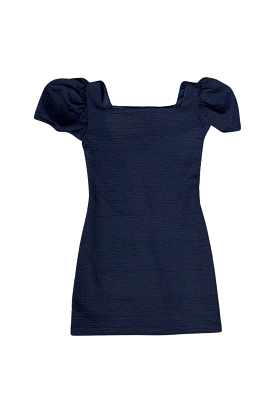 Navy Puff Sleeve Dress