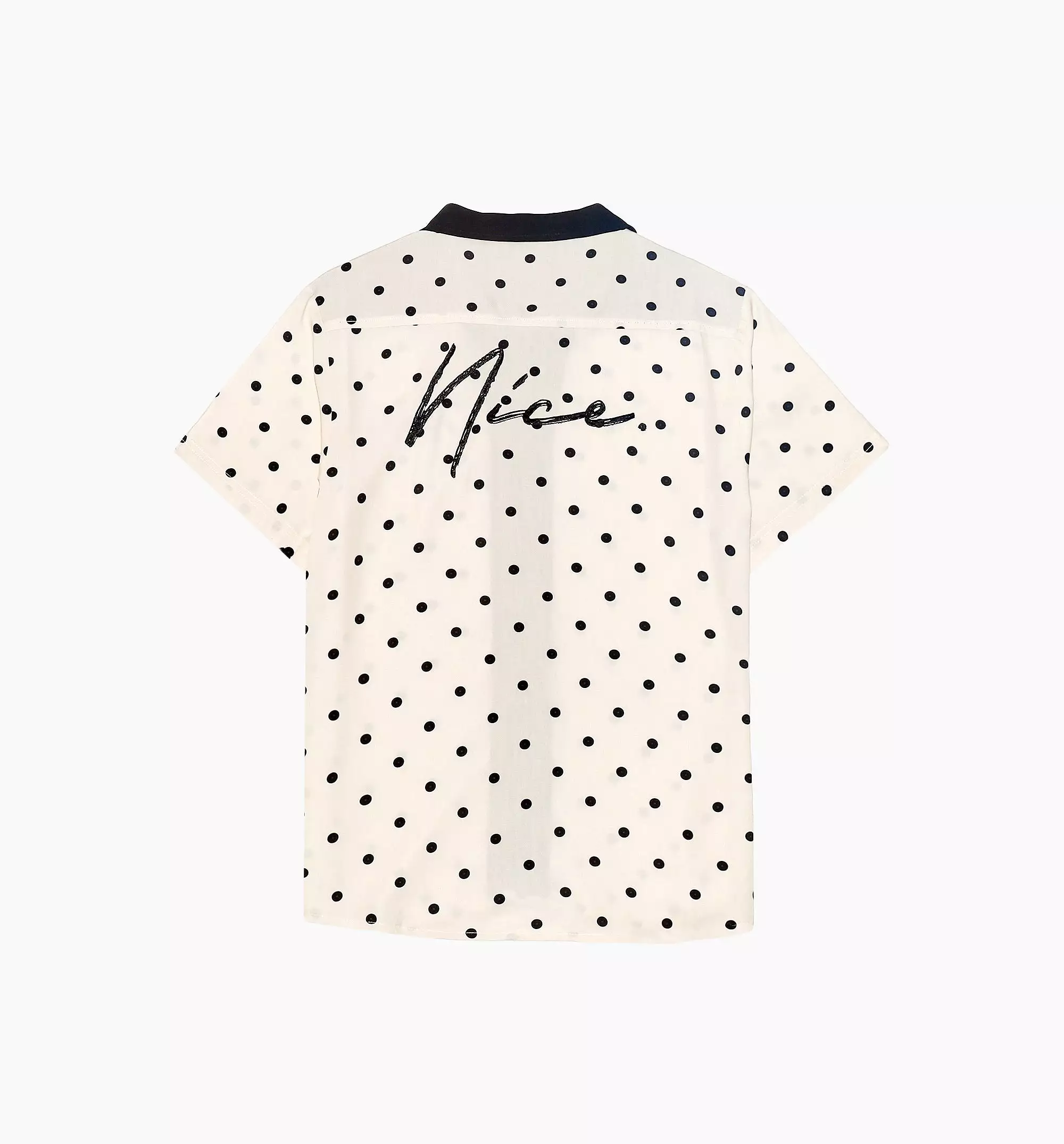 Nice Polka Dot Short Sleeve Rayon Shirt Mens Top - Cream