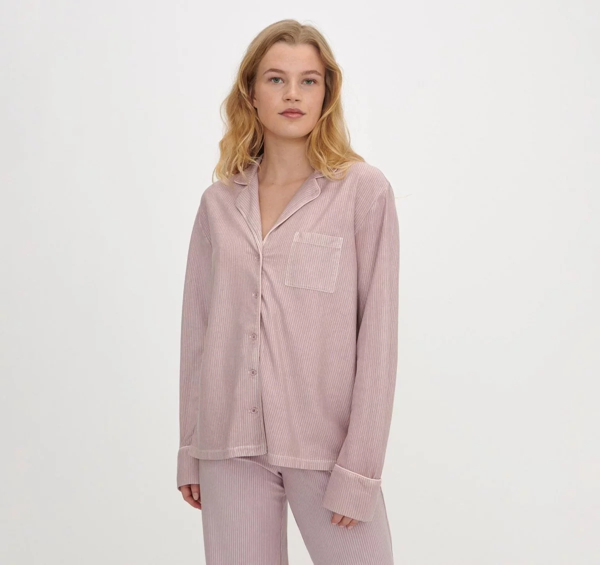 Organic Basics Core Sleep Shirt Pink Stripe