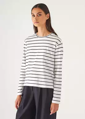 ORGANIC PIMA COTTON STRIPE BOYFRIEND LONG SLEEVE CREW