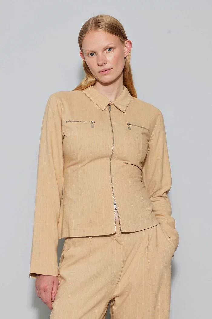 oval square Rowan Zip Shirt Kelp