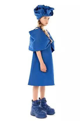 OVERSIZED FRONT BOW COBALT DRESS