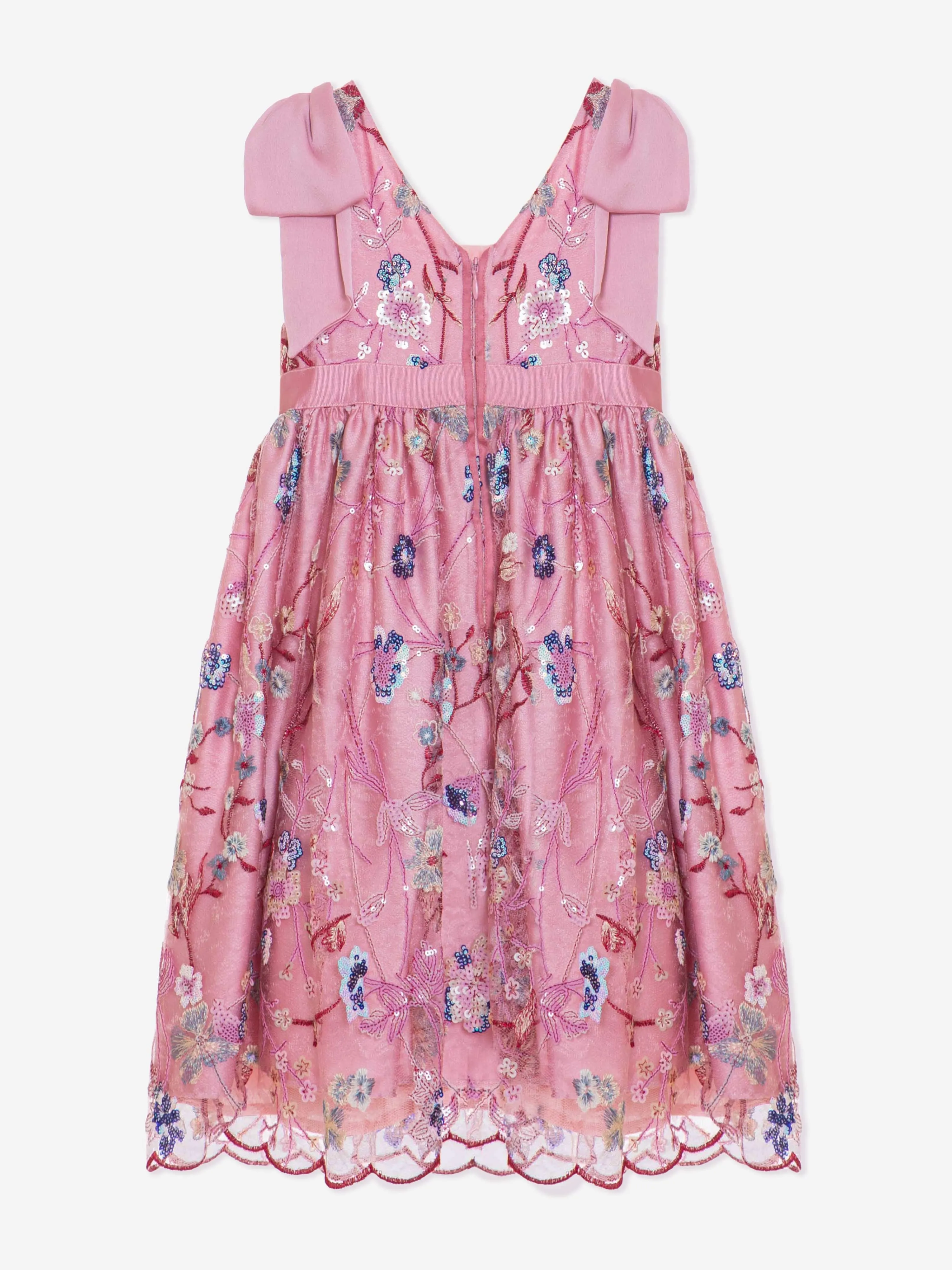 Patachou Girls Embroidered Party Dress in Pink