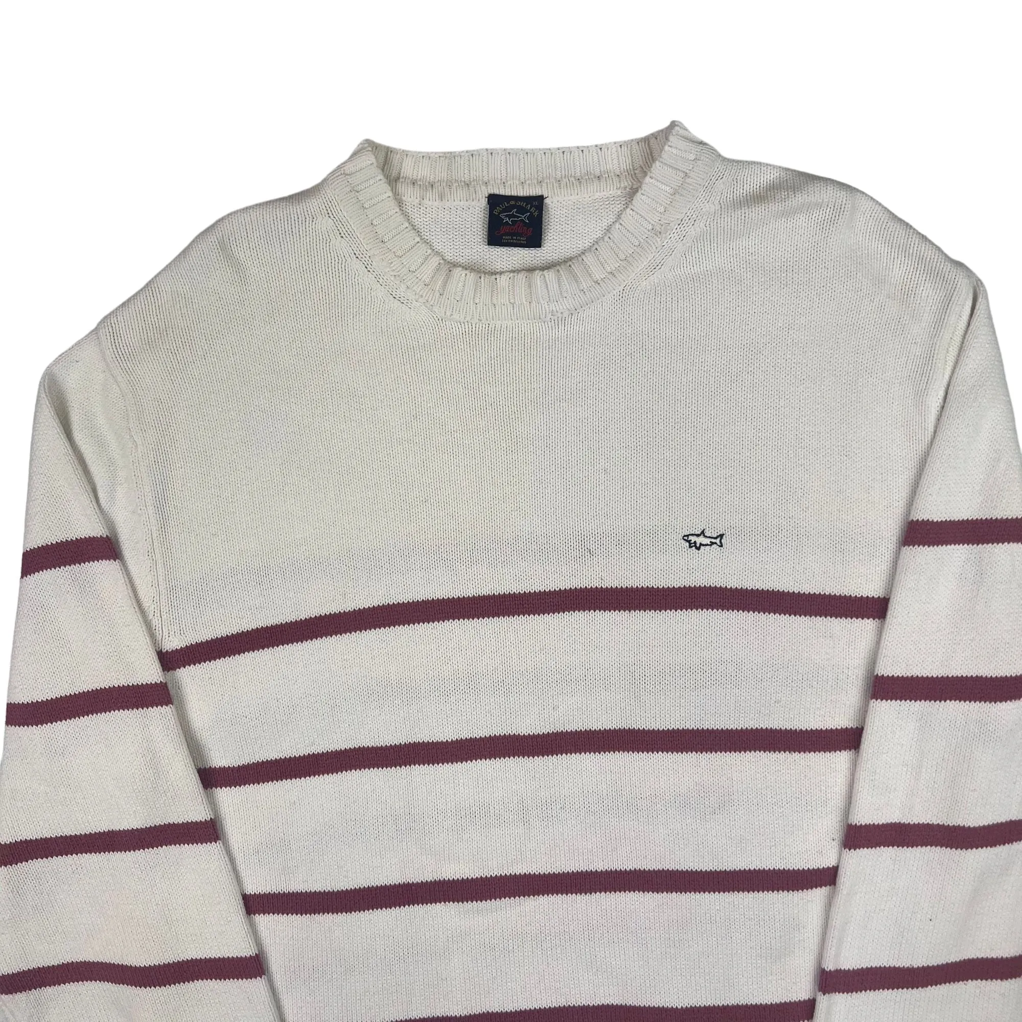 Paul & Shark Yachting Striped Knit Sweater White Pink