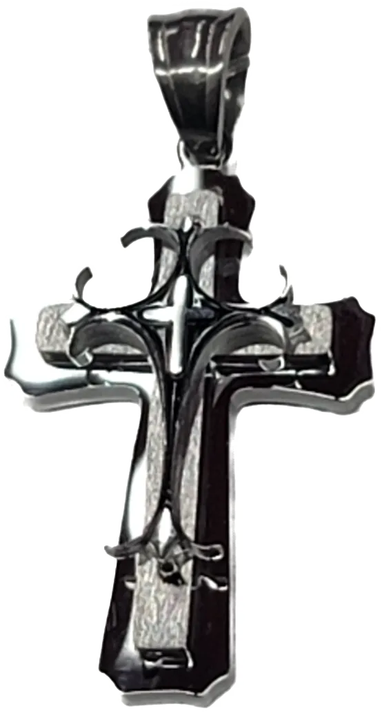 PEND-SS Mini Gothic cross w/blk