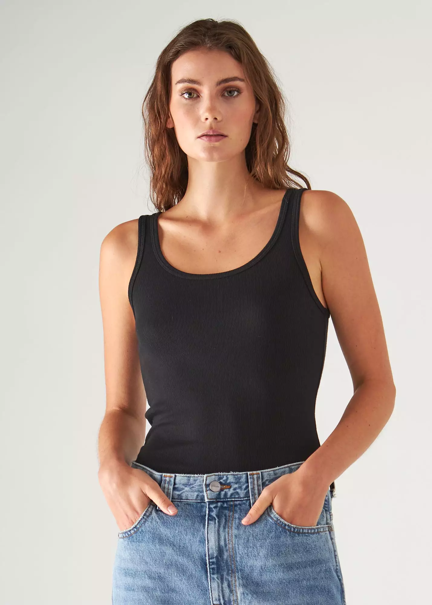 PIMA COTTON STRETCH SCOOP NECK RIB TANK