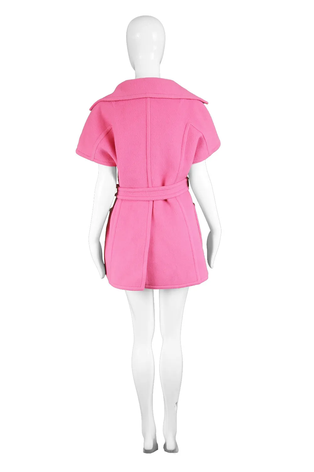 Pink Wool Minimalist Coat, 1960s