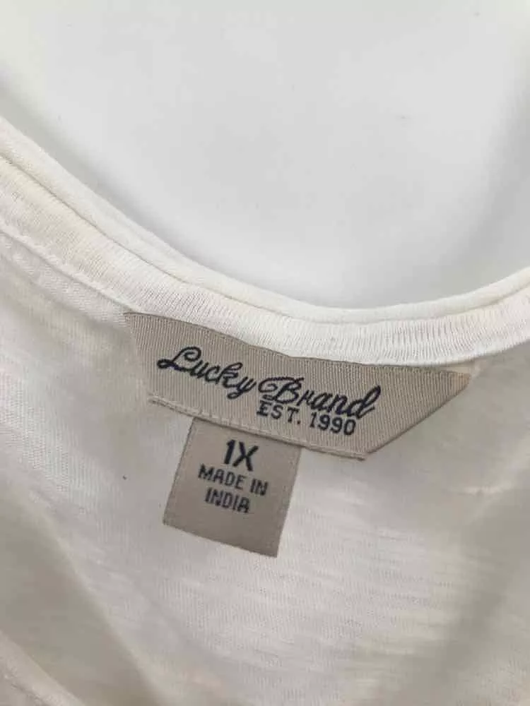 Pre-Owned Lucky Brand Ivory Size 1X T-shirt