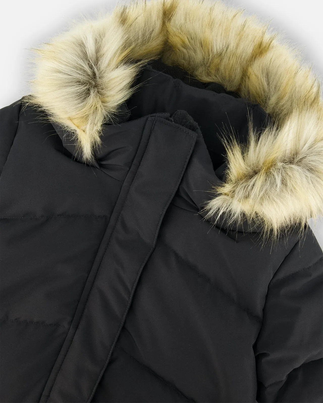 Puffy Long Coat Black