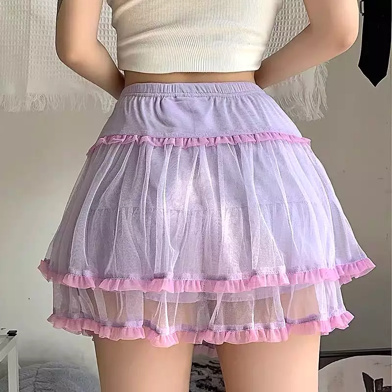 Purple mesh skirt by7014