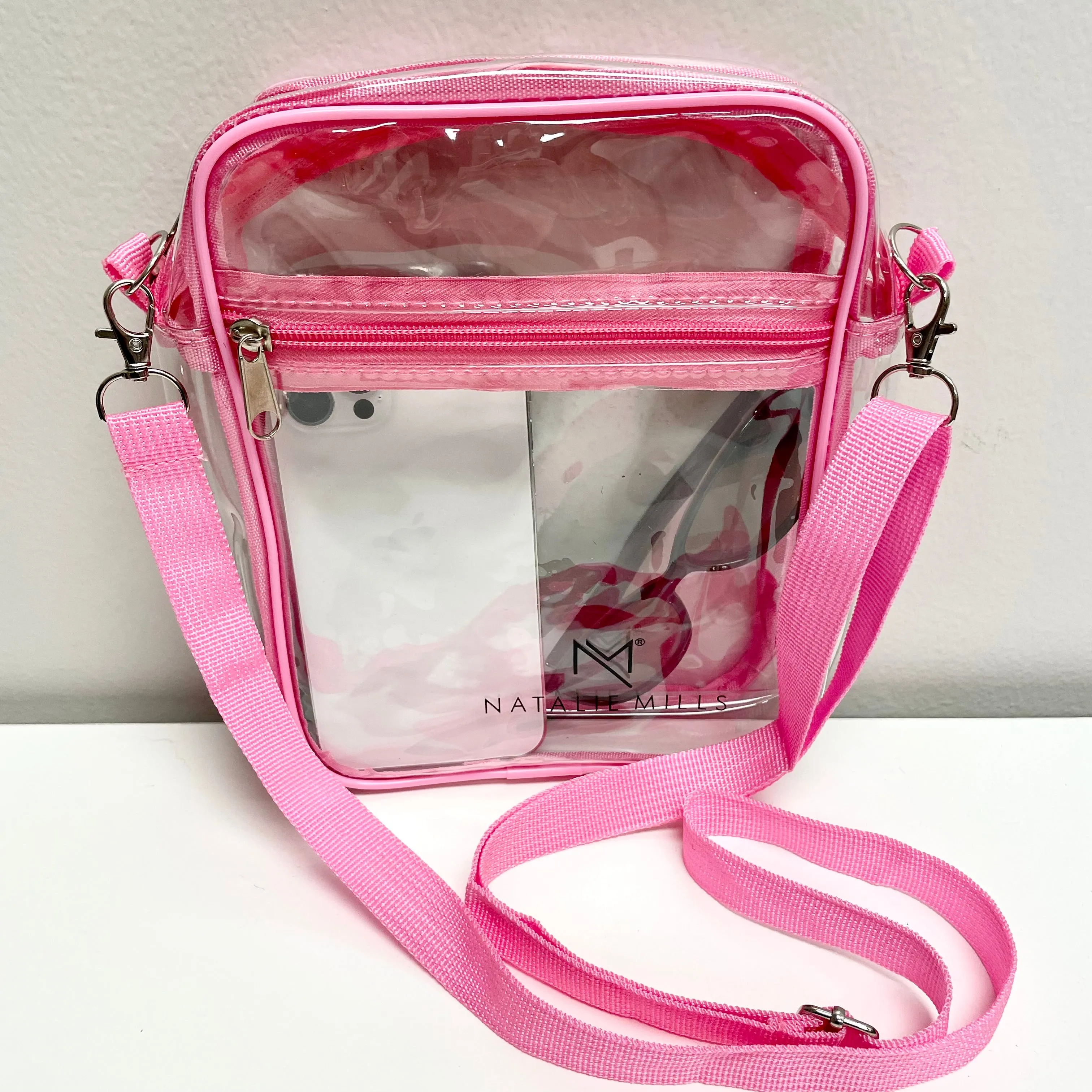 Rachel Clear Crossbody Purse in Pink