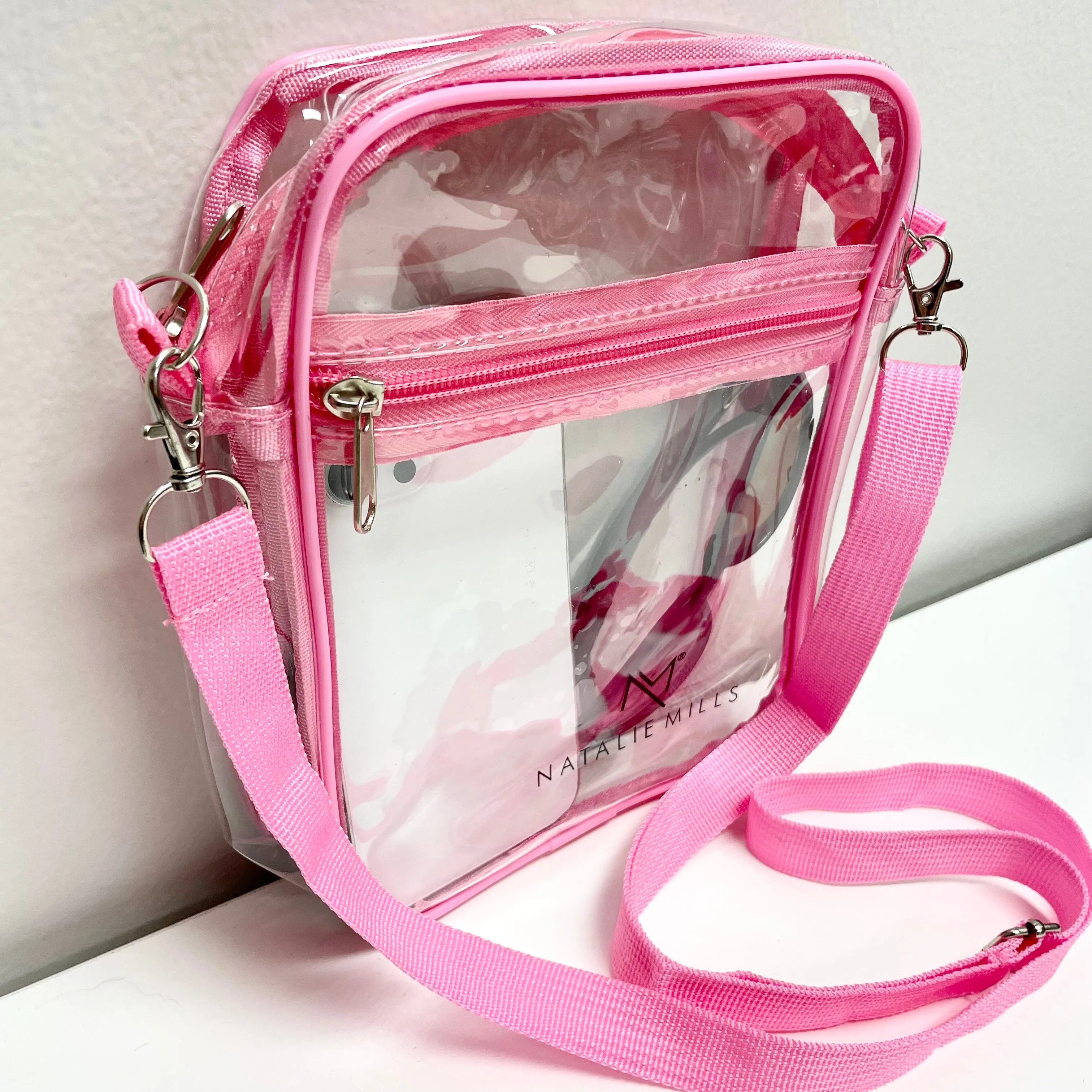 Rachel Clear Crossbody Purse in Pink