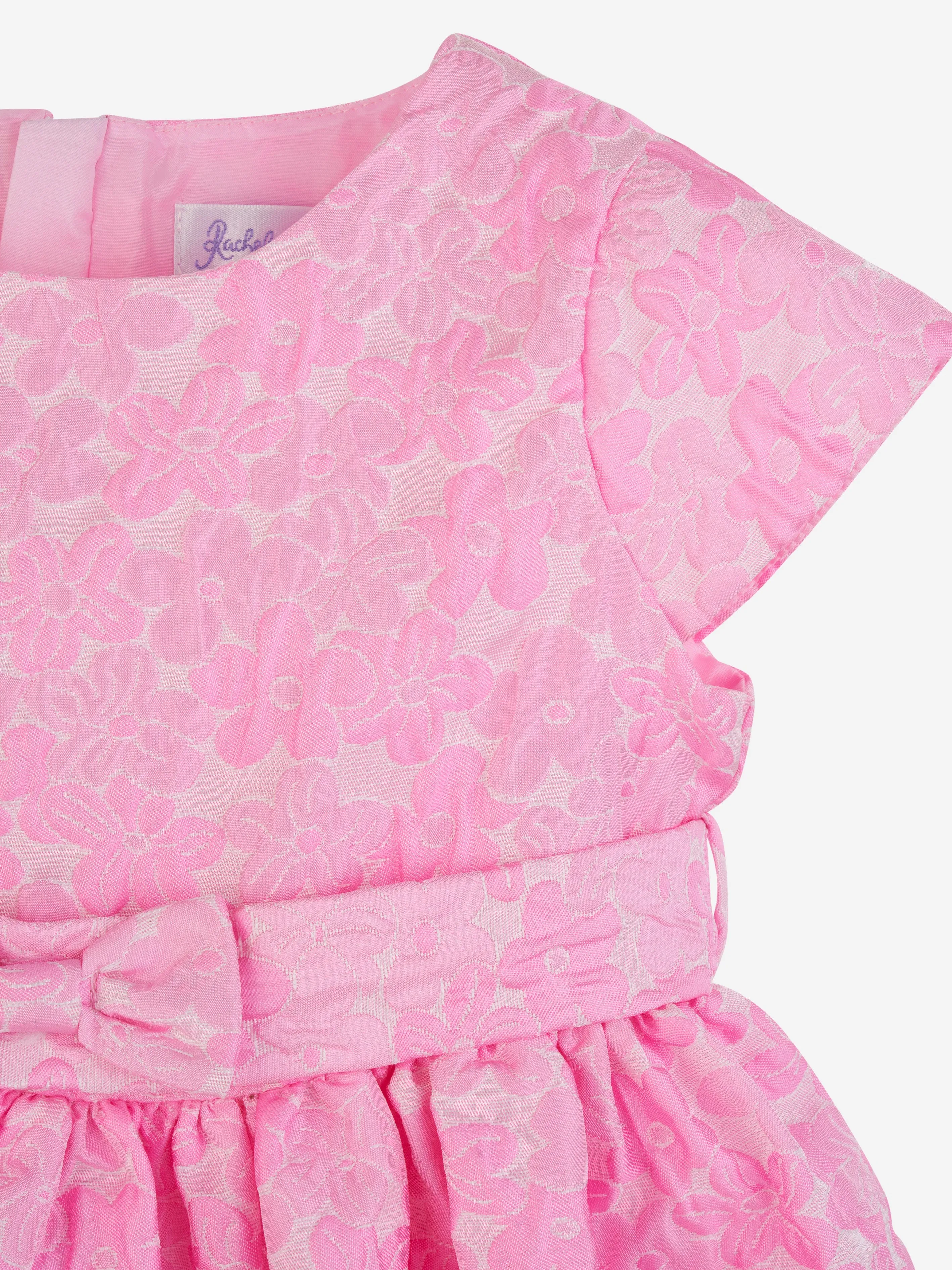 Rachel Riley Girls Daisy Damask Party Dress in Pink