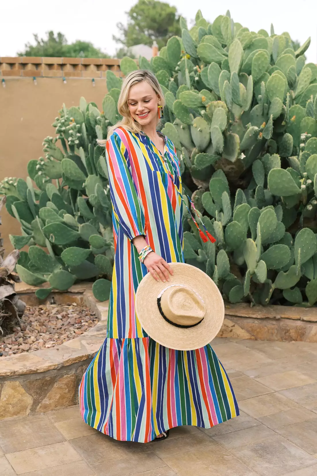 RAINBOW STRIPE COPA MAXI DRESS