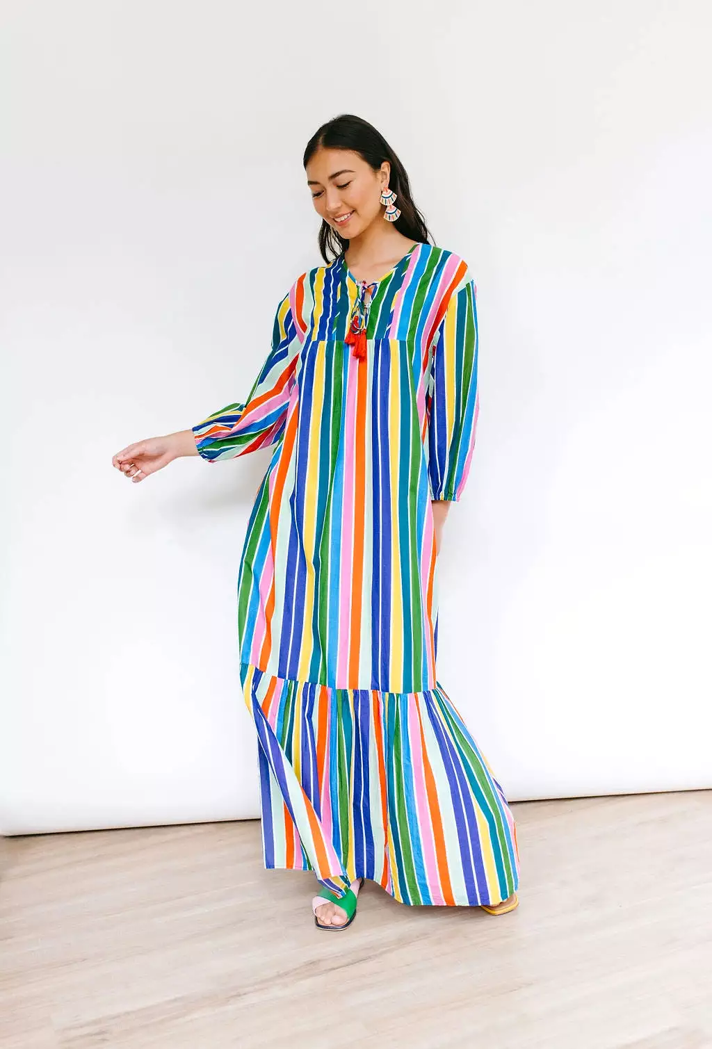 RAINBOW STRIPE COPA MAXI DRESS