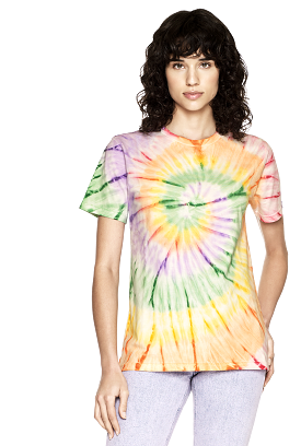 Rainbow Tie Dye Women's Rolled Up Sleeves Organic Cotton T-shirt